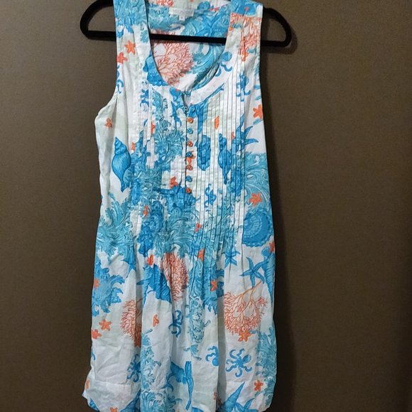 Modaposa Felice Pin Tuck Sleeveless Cotton Dress SIZE MEDIUM - Picture 3 of 9